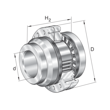 Needle roller/axial cylindrical roller bearing with inner ring Double direction Series: ZARF..-L